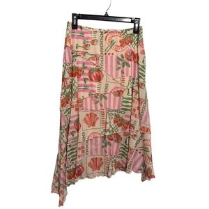See You Monday Mesh Midi Skirt Women Large Peach Tomato Shell Asymmetrical Boho
